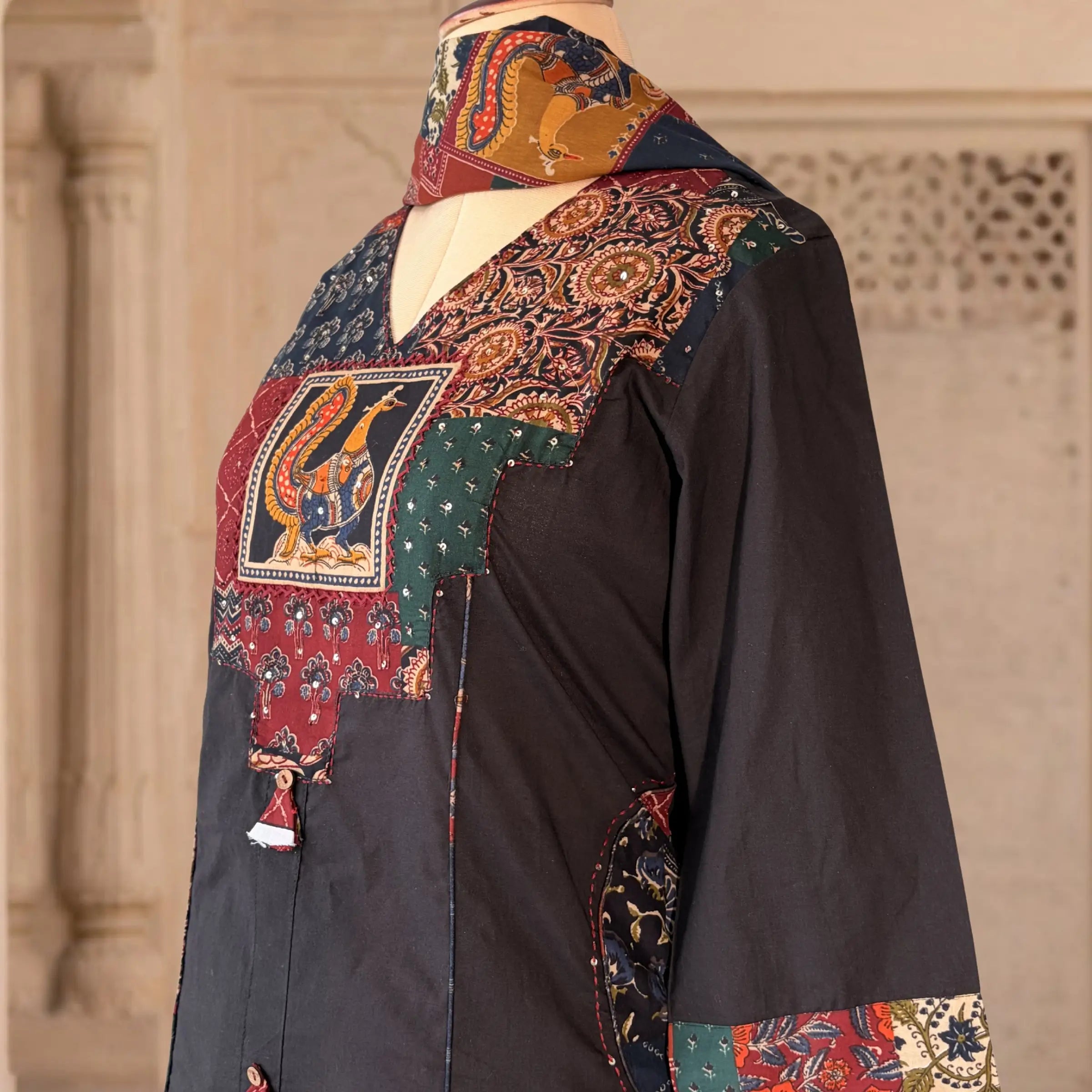 Rangrez Patchwork Cotton 3 Pc Suit Set