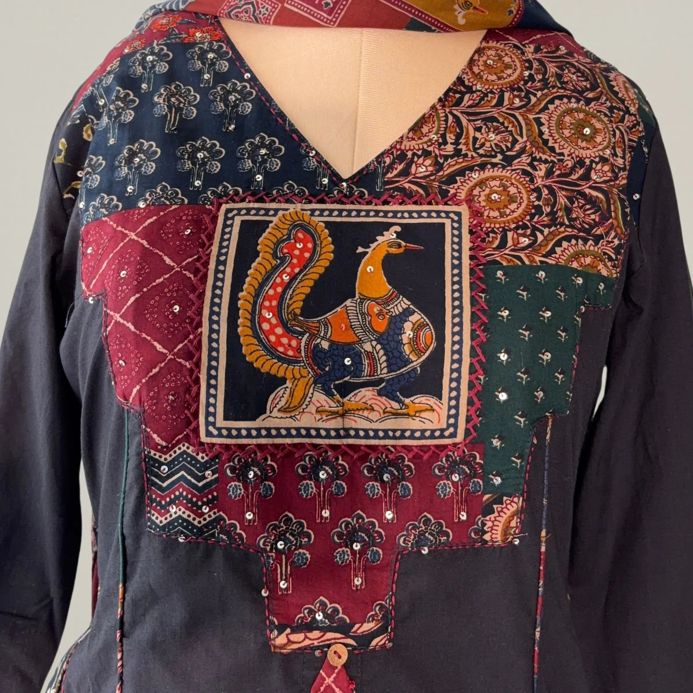 Rangrez Patchwork Cotton 3 Pc Suit Set
