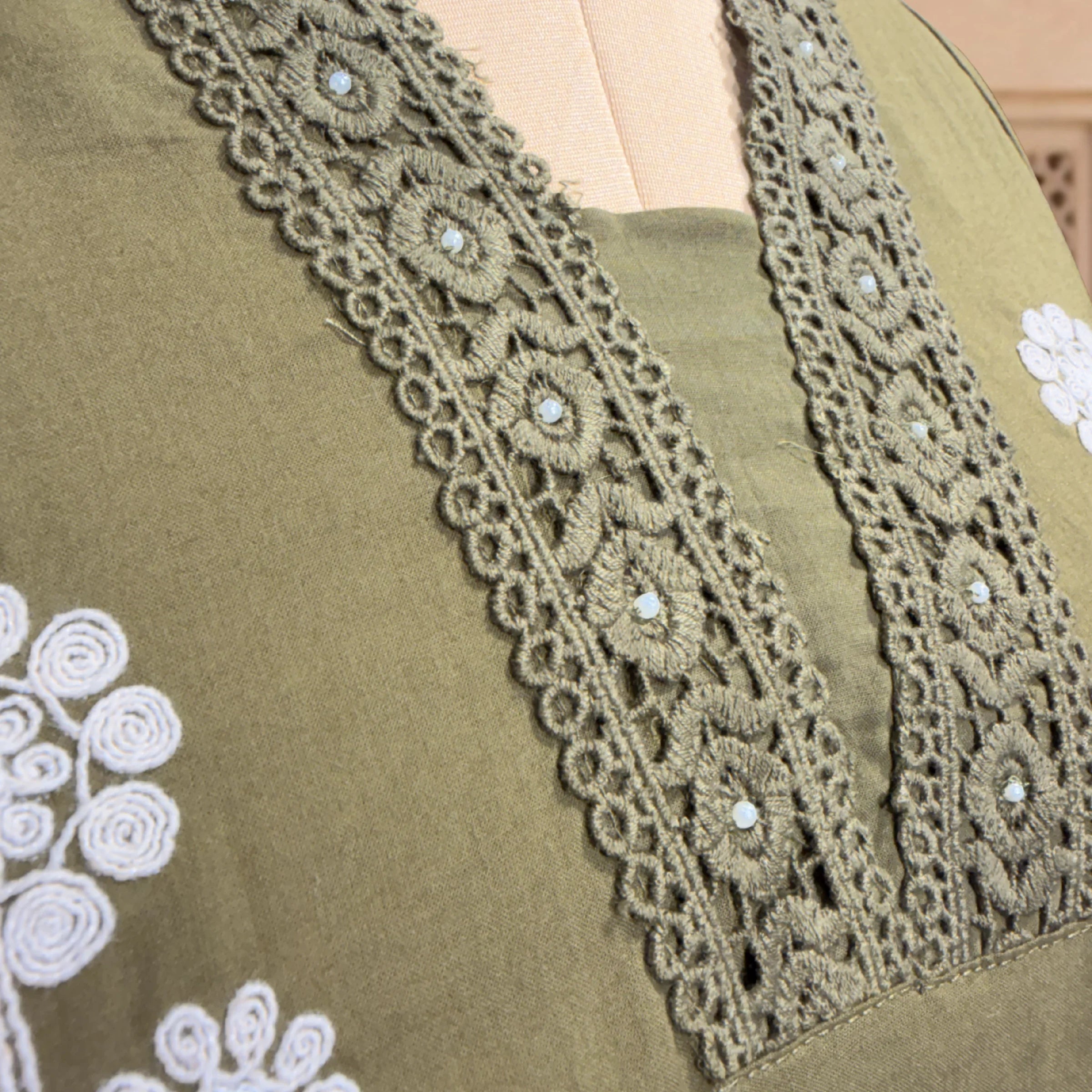 Prakriti Olive Embroidered 3-Piece Set
