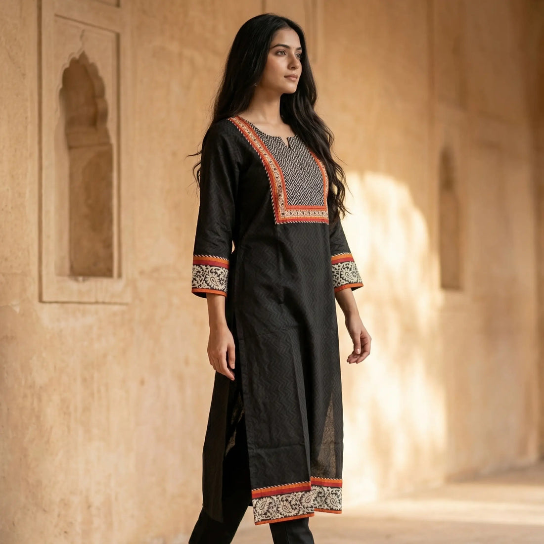 Raahi Rust Border Kurti
