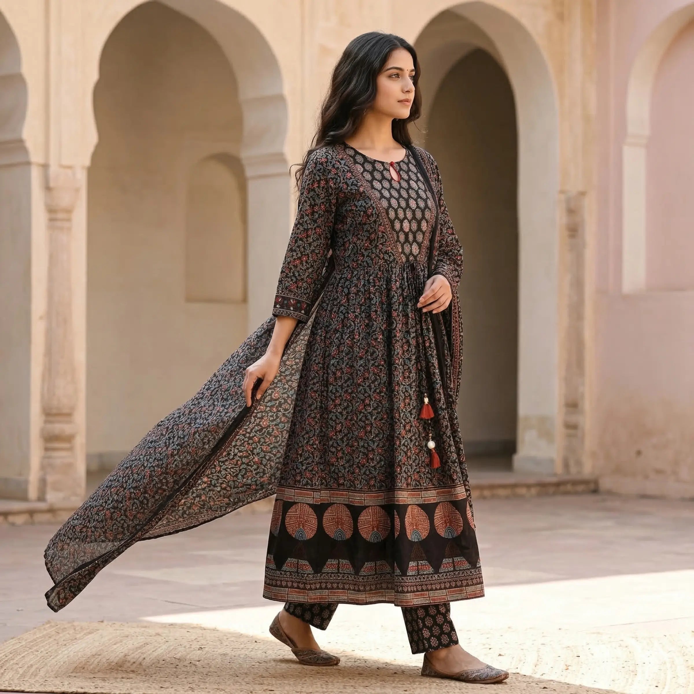 Raat Rani Black Anarkali Set