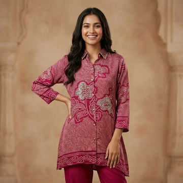 Rani Mehfil Bandhani Shirt