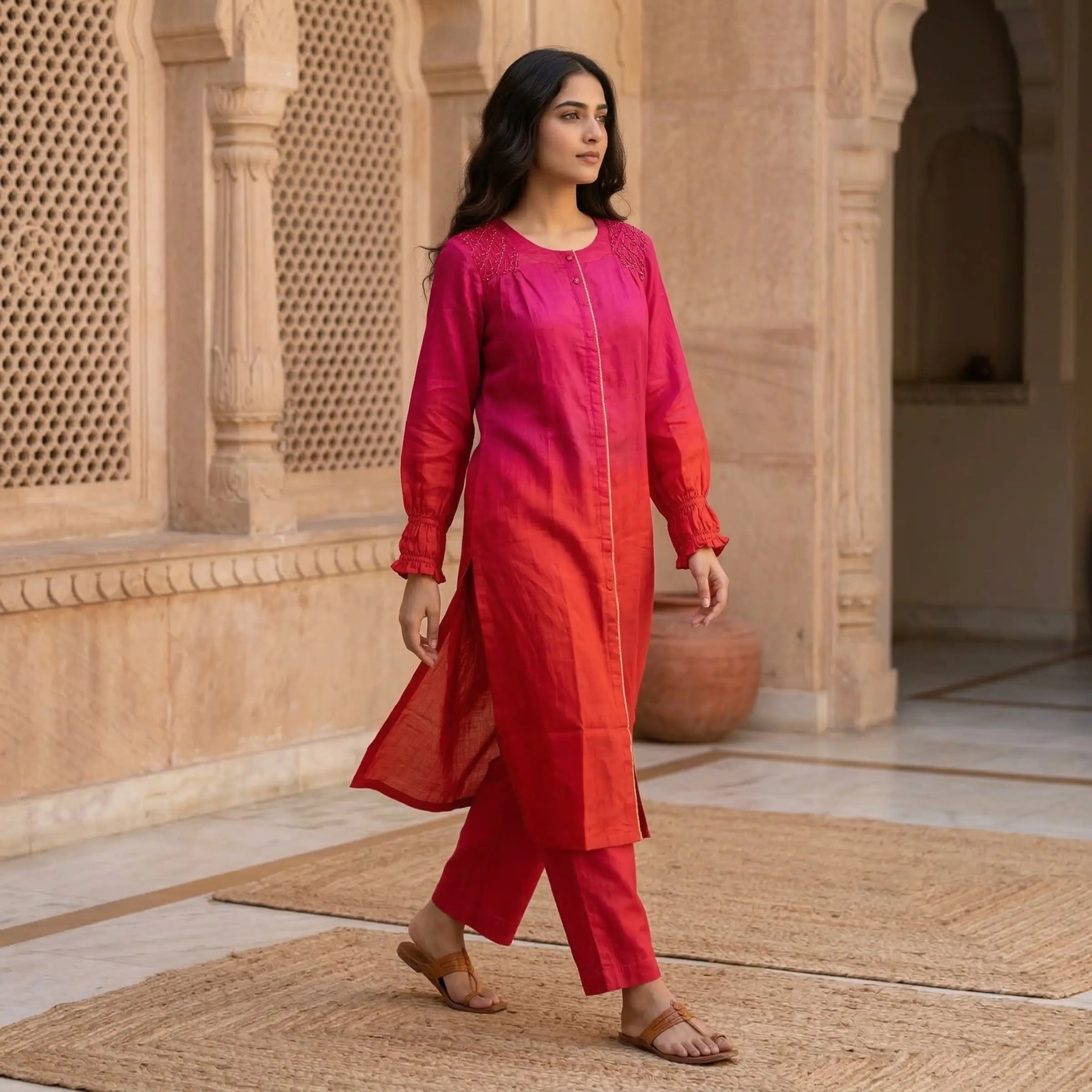 Rhea Ombre Pintuck Kurta Set