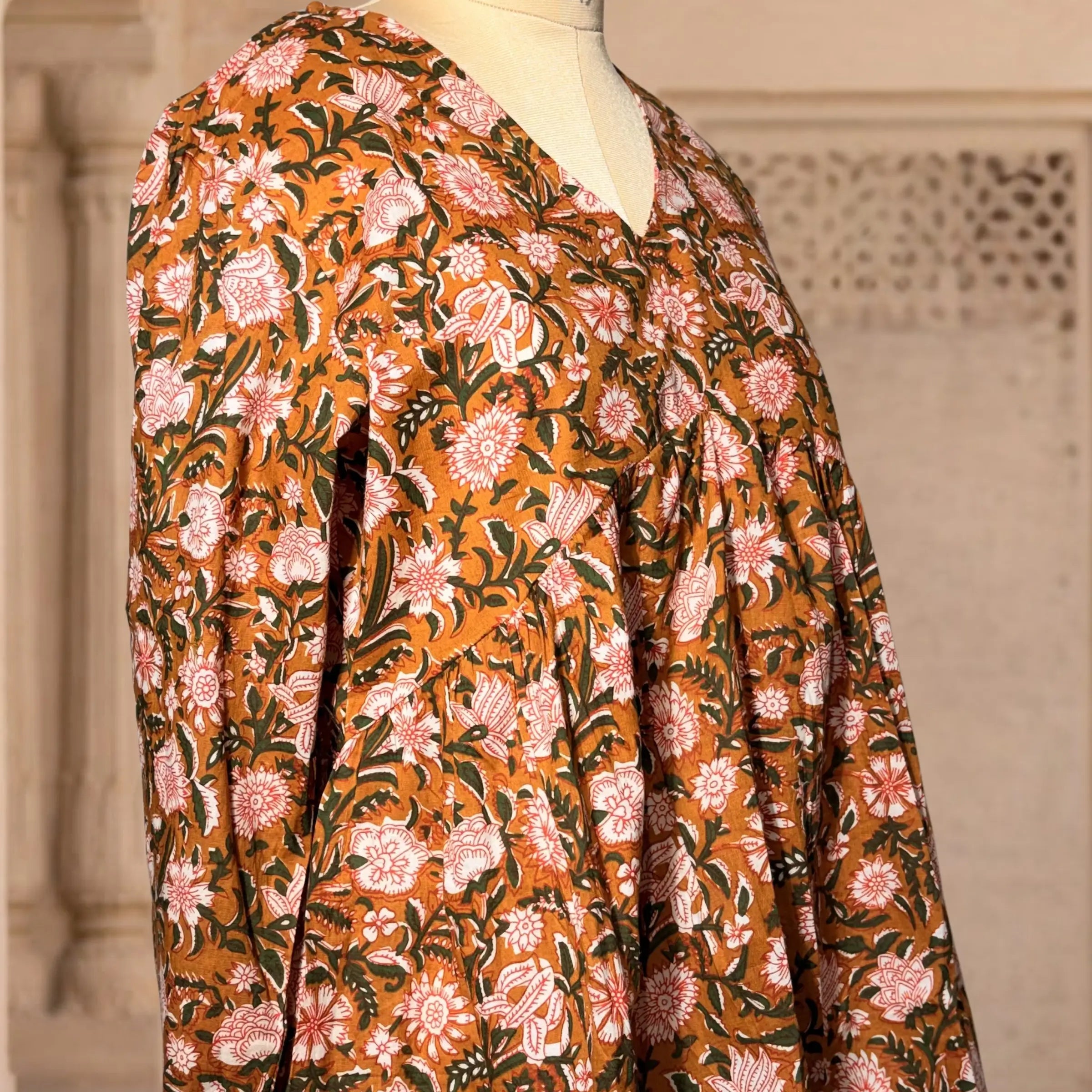 Rust Floral Peplum Top