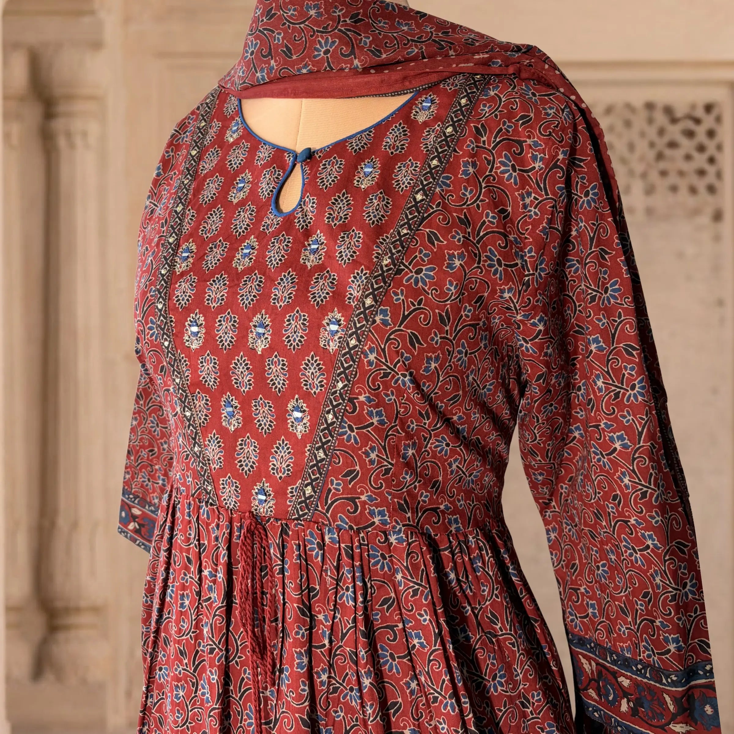 Surmayi Rust Ajrakh Set