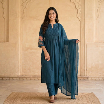 Tarini Teal Embroidered Set