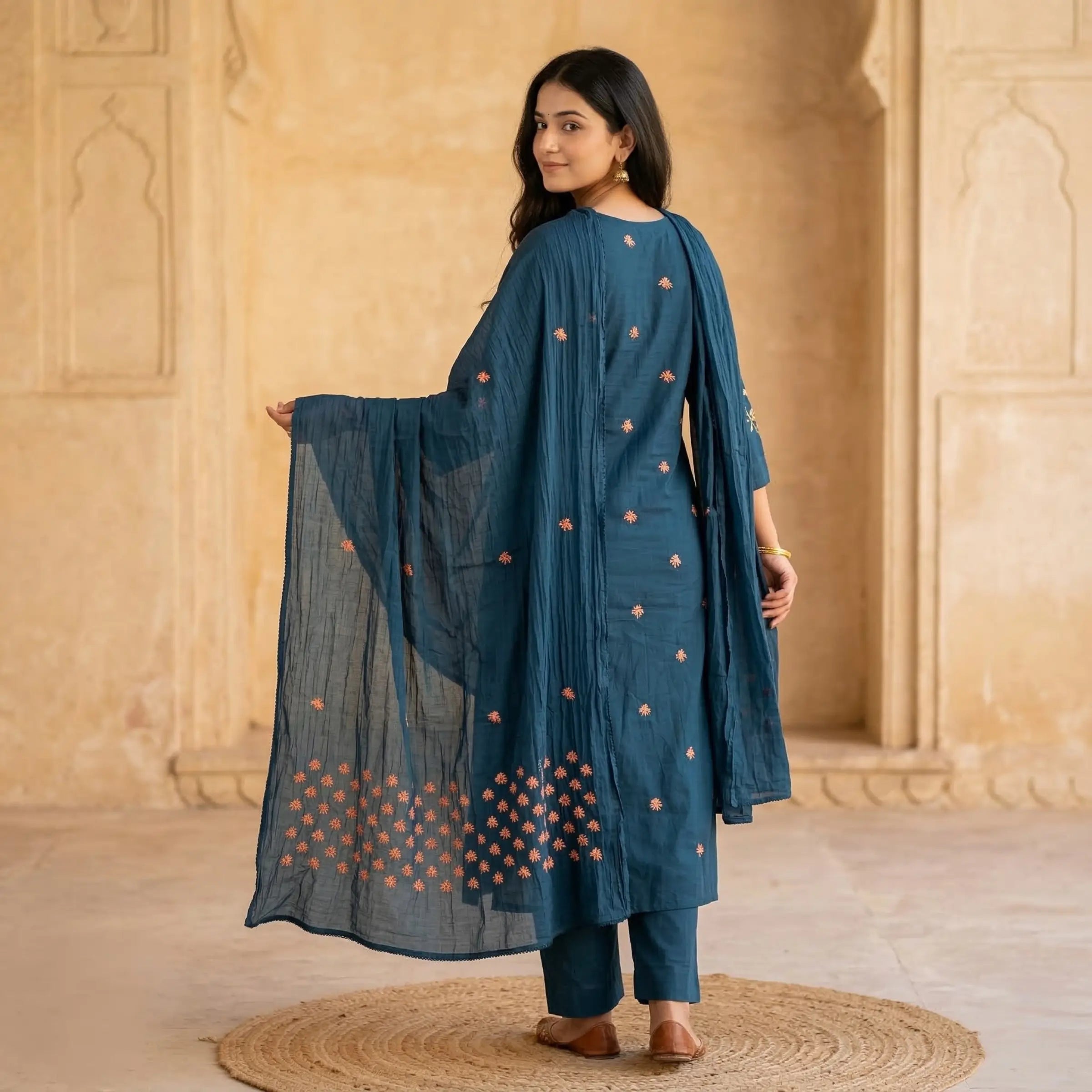 Tarini Teal Embroidered Set